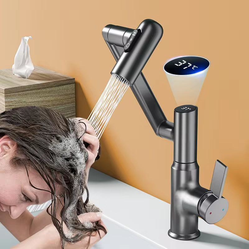 Revolutionary 360° Rotating Digital Display LED Basin Faucet - Multi-Function Hot & Cold Water Sink Mixer for Ultimate Bathroom Experience