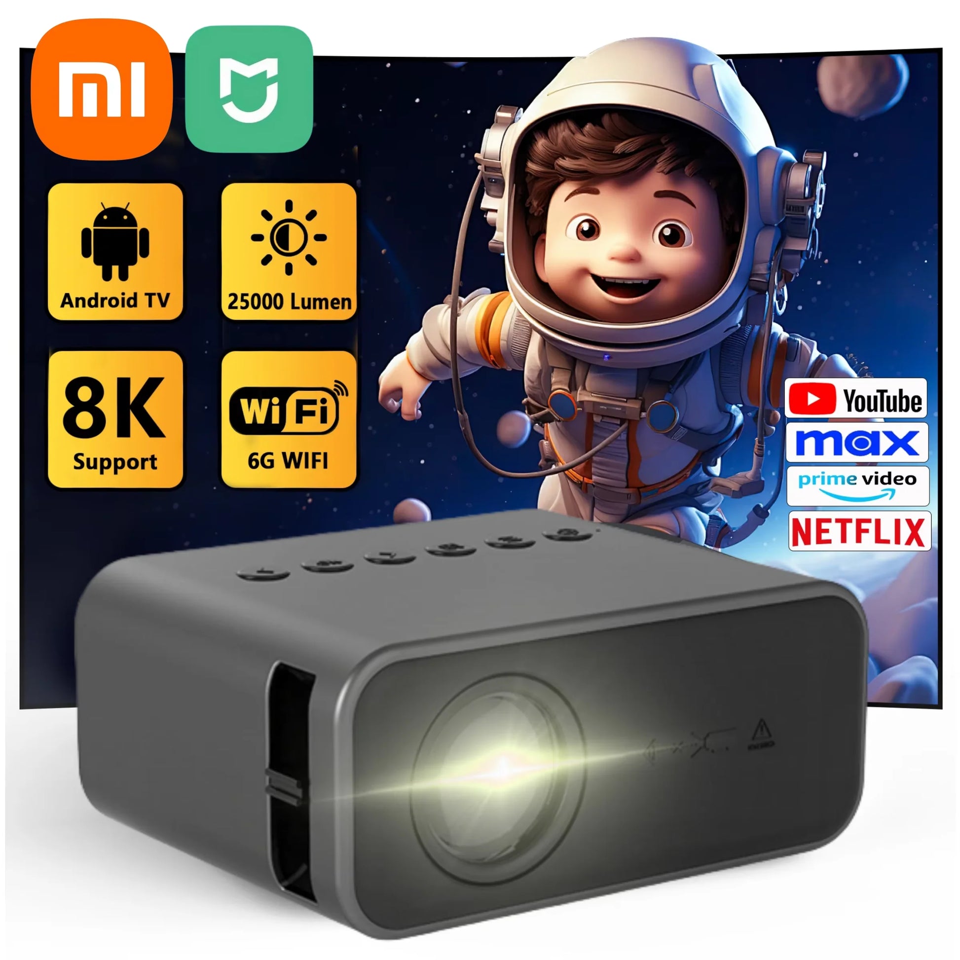 Nebula 8K HD Portable Projector - Perfect for Home Entertainment, Gaming, and Kids' Movies!