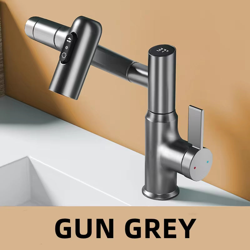 Revolutionary 360° Rotating Digital Display LED Basin Faucet - Multi-Function Hot & Cold Water Sink Mixer for Ultimate Bathroom Experience