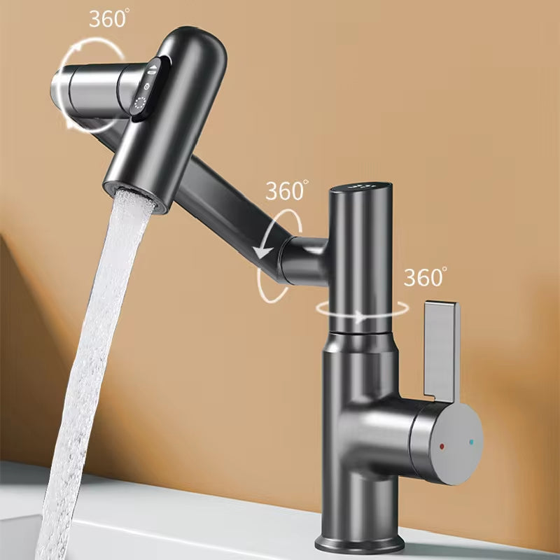 Revolutionary 360° Rotating Digital Display LED Basin Faucet - Multi-Function Hot & Cold Water Sink Mixer for Ultimate Bathroom Experience